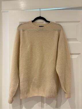 Drakes Cream Knit Crewneck Sweater
